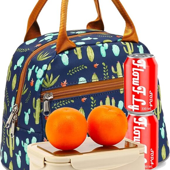 Insulated Lunch Cooler Bag - Tote Bag Organizer for Women/Men, Cactus - Picture 8 of 8